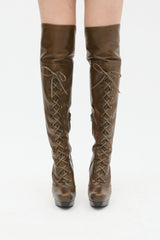 Stuart Weitzman Brown Leather Thigh High Boot