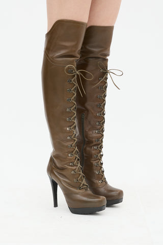 Stuart Weitzman Brown Leather Thigh High Boot