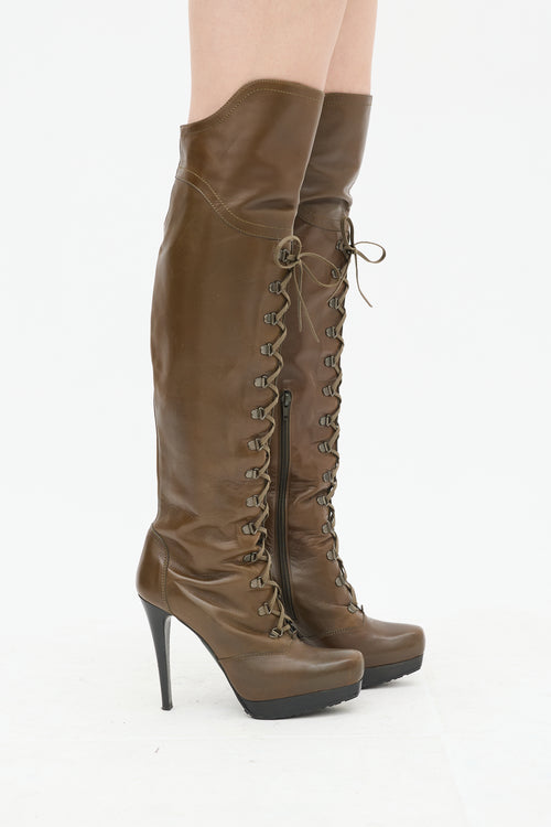 Stuart Weitzman Brown Leather Thigh High Boot