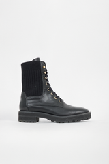 Stuart Weitzman Leather & Knit Alpine Boot