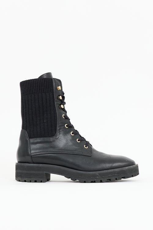 Stuart Weitzman Leather & Knit Alpine Boot
