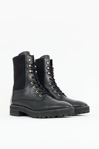 Stuart Weitzman Leather & Knit Alpine Boot