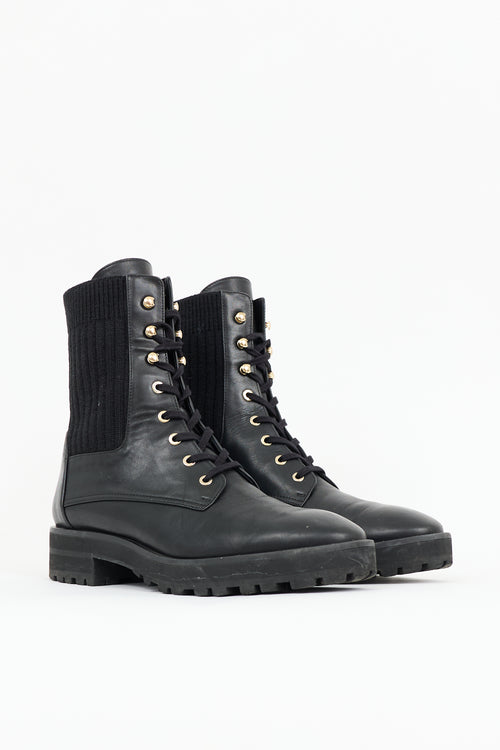 Stuart Weitzman Leather & Knit Alpine Boot
