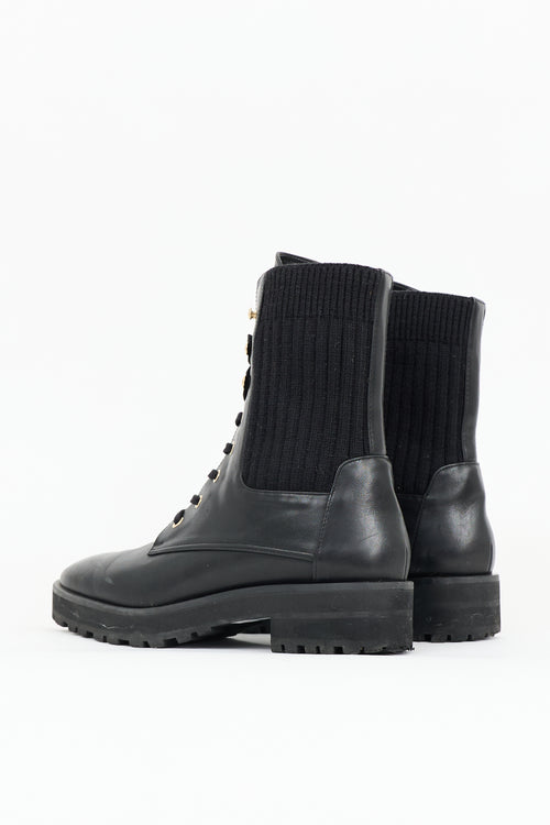 Stuart Weitzman Leather & Knit Alpine Boot
