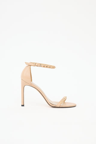 Stuart Weitzman Leather Studded Nudist Sandal