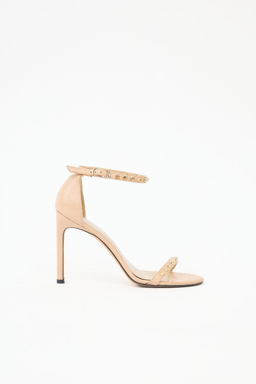 Stuart Weitzman Leather Studded Nudist Sandal