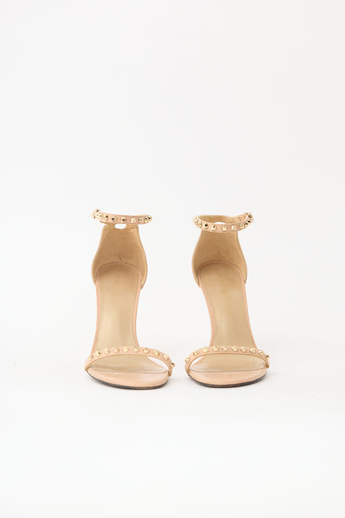 Stuart Weitzman Leather Studded Nudist Sandal