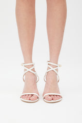 Stuart Weitzman White Leather Merinda Block Heel