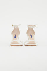 Stuart Weitzman White Pebbled Leather Sandal