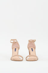 Stuart Weitzman Beige Patent Leather Nearlynude Strap Heel