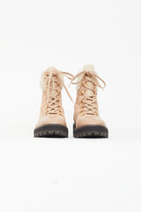 Stuart Weitzman Beige Alpine Cozy Combat Boot