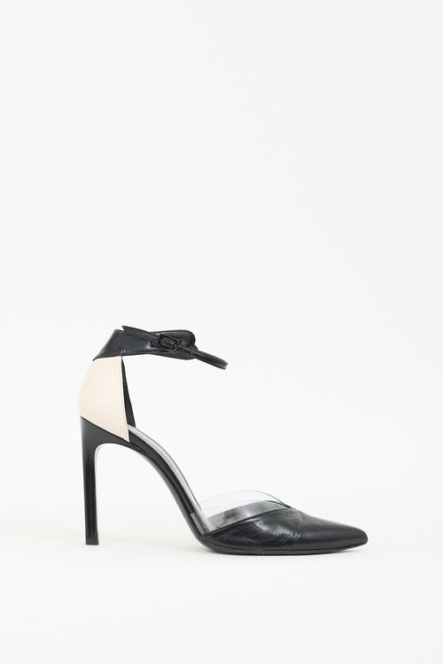 Stuart Weitzman Black & Cream Leather D'Orsay Pump