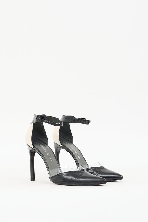 Stuart Weitzman Black & Cream Leather D'Orsay Pump