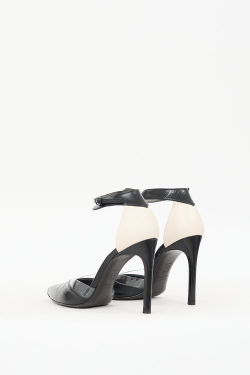 Stuart Weitzman Black & Cream Leather D'Orsay Pump