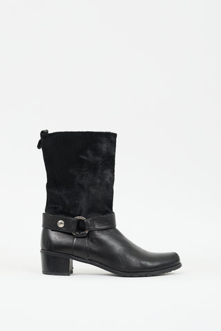 Stuart Weitzman Black Textured Hair Harness Boot