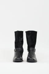 Stuart Weitzman Black Textured Hair Harness Boot