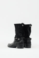 Stuart Weitzman Black Textured Hair Harness Boot