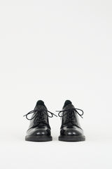 Stuart Weitzman Black Leather Heeled Derby
