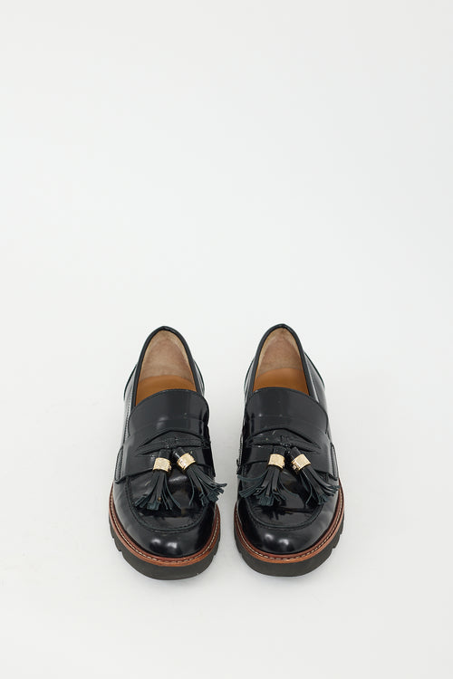 Stuart Weitzman Black Patent Manila Tassle Loafer