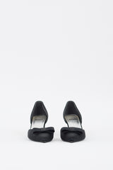 Stuart Weitzman Black Satin D'Orsay Bow Pump