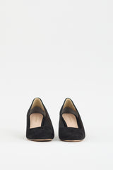 Stuart Weitzman Black Suede All Pearls Pump