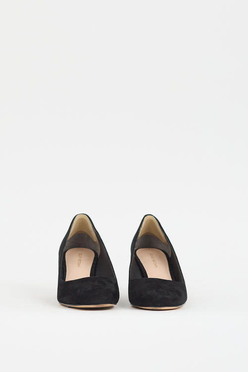 Stuart Weitzman Black Suede All Pearls Pump