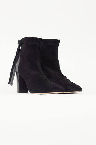 Stuart Weitzman Black Suede & Leather Ankle Boot