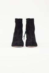 Stuart Weitzman Black Suede & Leather Ankle Boot