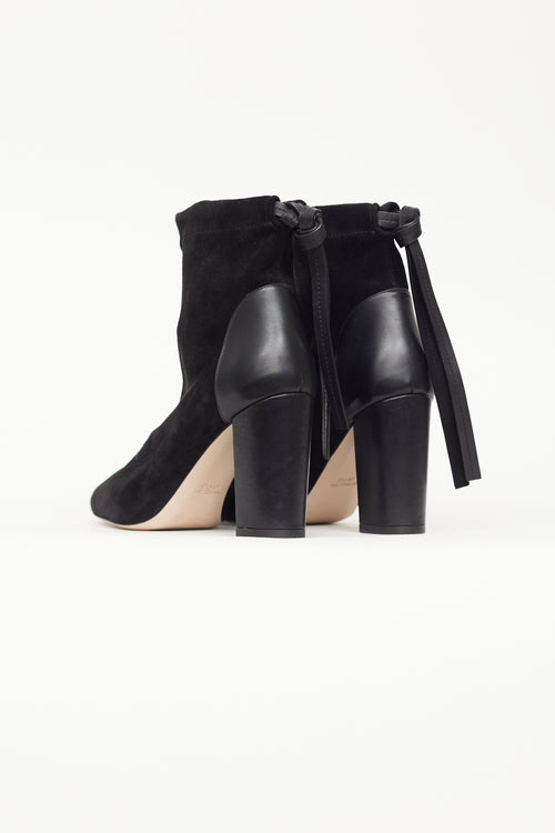 Stuart Weitzman Black Suede & Leather Ankle Boot
