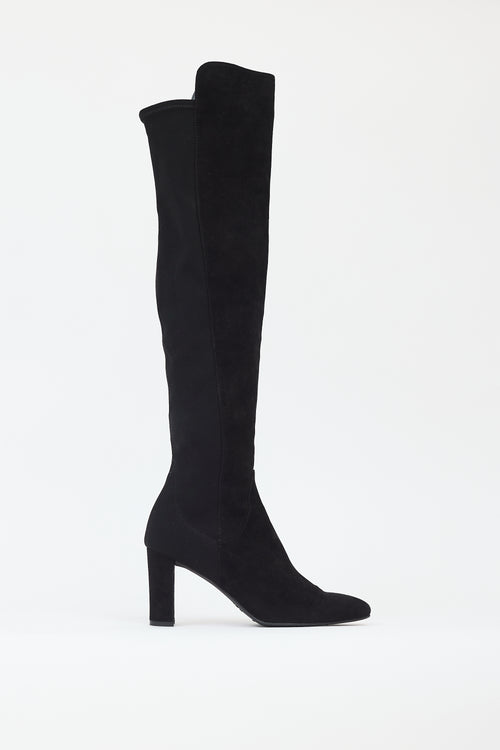 Stuart Weitzman Black Suede Gillian Over The Knee Boot