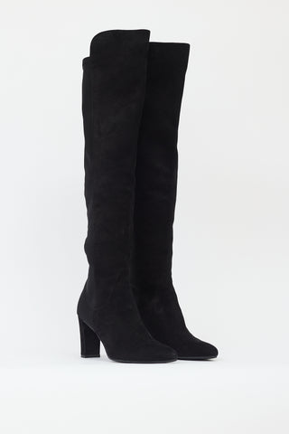 Stuart Weitzman Black Suede Gillian Over The Knee Boot