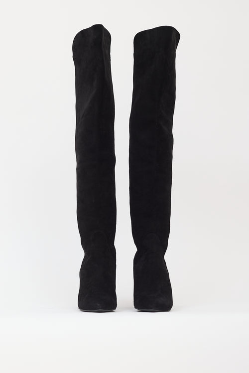 Stuart Weitzman Black Suede Gillian Over The Knee Boot