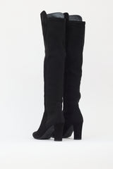 Stuart Weitzman Black Suede Gillian Over The Knee Boot