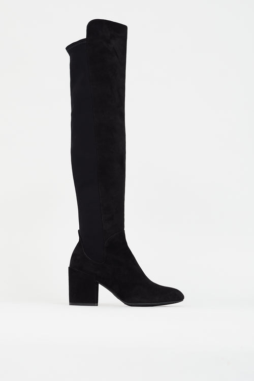 Black Suede Knee High Boot Stuart Weitzman