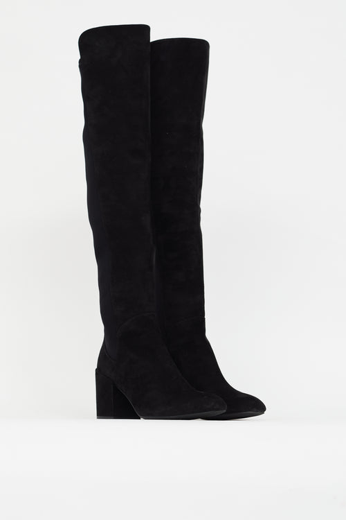 Black Suede Knee High Boot Stuart Weitzman