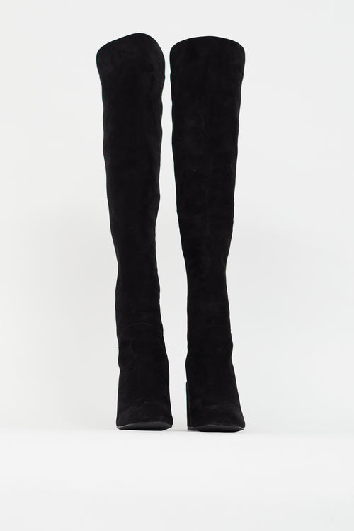 Black Suede Knee High Boot Stuart Weitzman