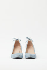 Stuart Weitzman Blue Suede Point Toe Pump