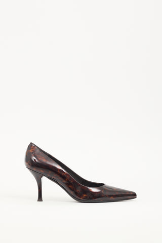Stuart Weitzman Brown & Black Patent Leather Pump