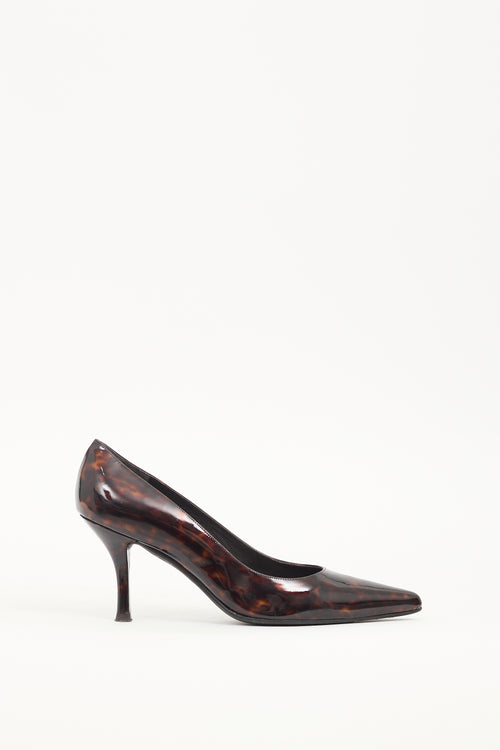 Stuart Weitzman Brown & Black Patent Leather Pump