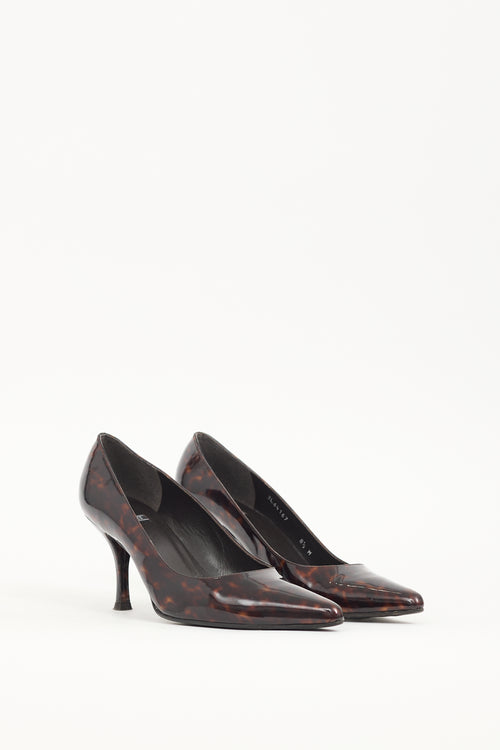 Stuart Weitzman Brown & Black Patent Leather Pump