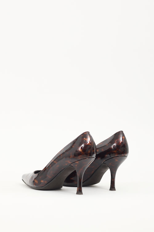 Stuart Weitzman Brown & Black Patent Leather Pump