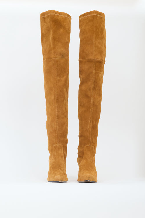 Stuart Weitzman Brown Suede Natalia 75 Thigh High Boot