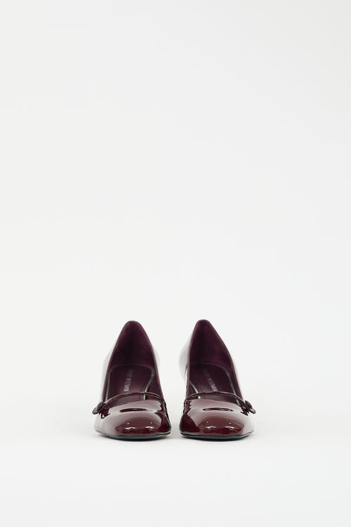 Stuart Weitzman Burgundy Patent Leather Mary Jane Pump