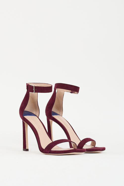 Stuart Weitzman Burgundy Suede Nudistcurve Heel