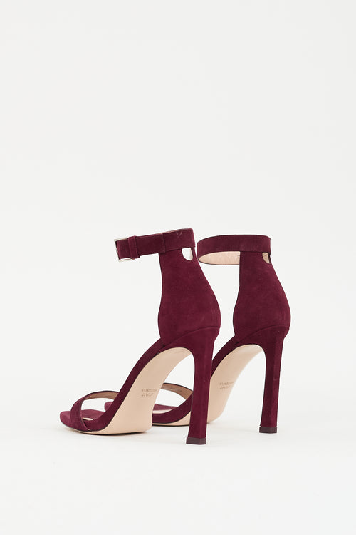 Stuart Weitzman Burgundy Suede Nudistcurve Heel