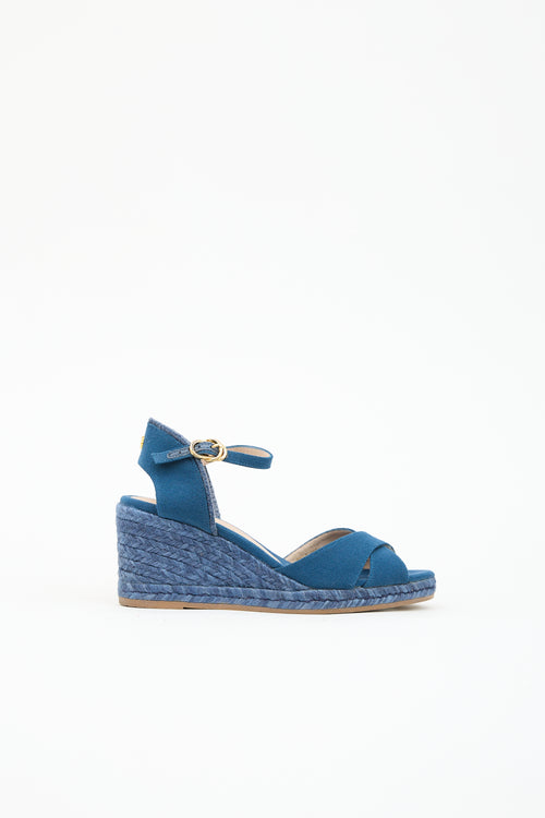 Stuart Weitzman Canvas Espadrille Wedge Sandal
