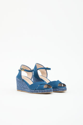 Stuart Weitzman Canvas Espadrille Wedge Sandal