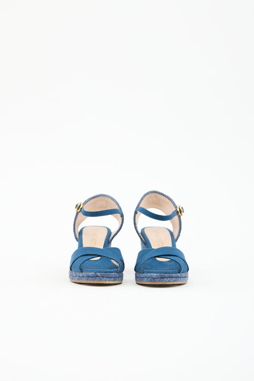 Stuart Weitzman Canvas Espadrille Wedge Sandal
