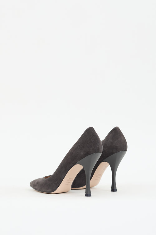 Stuart Weitzman Dark Grey Suede Stuart 100 Pump