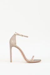 Stuart Weitzman Gold Glitter Leather Nudistcurve  Heel